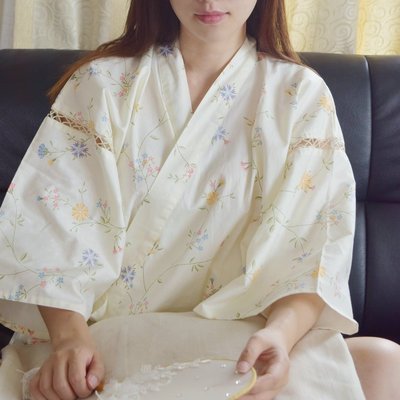 【熱賣精選】和服夏季 女士純棉短袖睡衣日本和服短袖睡衣甚平漢服系帶溫泉汗蒸服