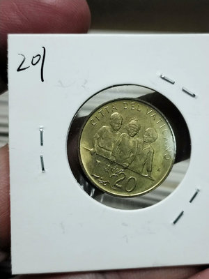 X3201 梵蒂岡20里拉黃銅紀念幣 少見品種