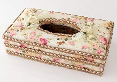 13644A 日本製 限量品 日式夢幻田園風格粉薔薇紙巾盒花園布藝蕾絲面紙盒衛生紙盒民宿客廳房間紙巾收納盒家飾禮品