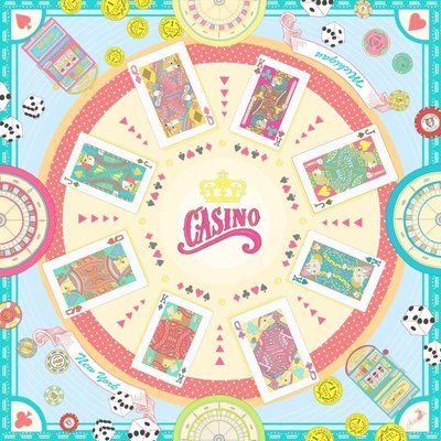 【Qmoment】Asama 阿薩瑪設計師絲巾賭場風雲 Casino Royale (天空橘) 穿搭配件撲克牌拉霸