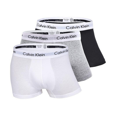 內褲Calvin Klein/凱文克萊男士平角內褲CK簡約舒適3條裝