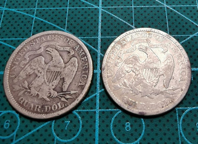 美國老銀幣銀元1876年 25美分四分之一美元 座神  標價