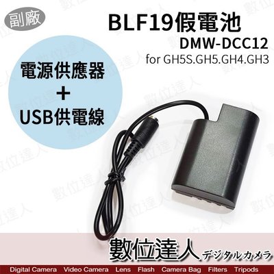 【數位達人】副廠Panasonic DCC12 BLF19假電池 電源供應器+TypeC電源線/GH5 GH5s G9