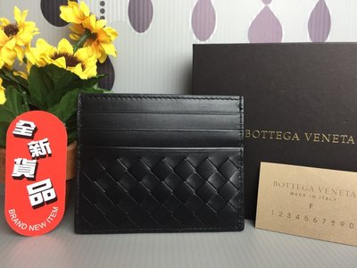 《真愛名牌精品》Bottega Veneta (BV)522326黑色編織 薄卡片夾*全新*代購