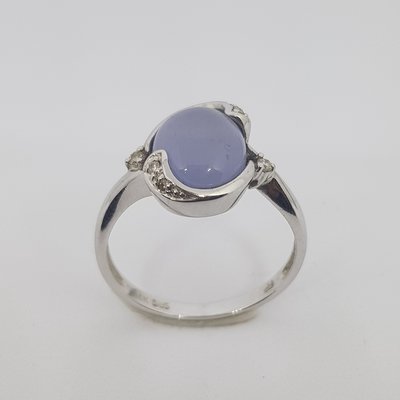 艾麗珠寶-蛋面藍石髓鑲鑽造型戒指(T3-R1642L-5)