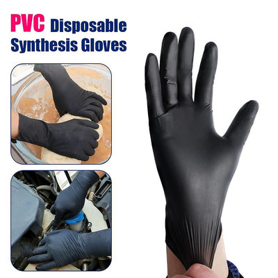 多功能加厚黑色PVC手套/防水工作防護手套/家用廚房清潔合成乳膠手套