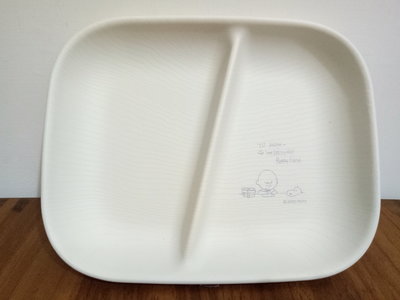 天使熊雜貨小舖~snoopy史努比仿木紋雙格樹脂餐盤（白）  日本製   全新現貨