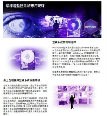 全新 1T WD 監控系統專用硬碟 紫標 1TB WD10PURX 視訊設備 3年原廠保固【守護者安防】