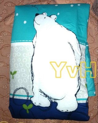 =YvH=雙人涼被 100%精梳純棉 台灣製造印染 雙面純棉.雙面印花 1534 北極熊 有被頭 (訂做款)