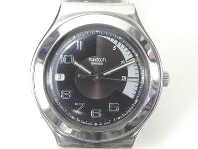 石英錶 [SWATCH-B2939M]  SWATCH 白鋼黑+咖啡面男錶/石英錶 /中性錶/軍錶