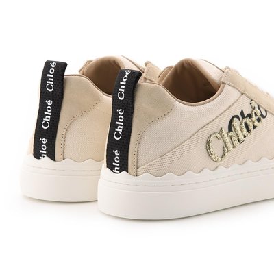 36-40折扣預購】21秋冬正品Chloe Lauren sneakers米色白色金色刺繡logo