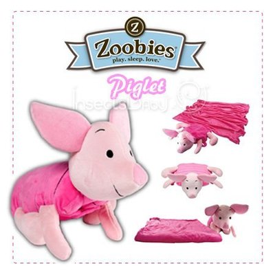 ✿蟲寶寶✿【美國ZOOBIES】Disney正版授權 迪士尼多功能玩偶毯 - 小豬皮傑 Piglet