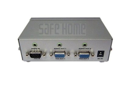 SAFEHOME 1對2 VGA/3.5mm音源 電腦螢幕視訊分配器 350MHz 可達45公尺 SVPA102-350