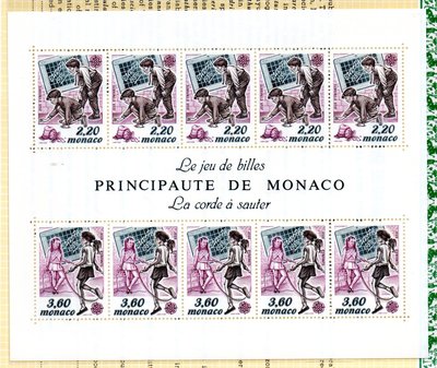 【流動郵幣世界】摩納哥1989年歐洲兒童遊戲郵票小版張