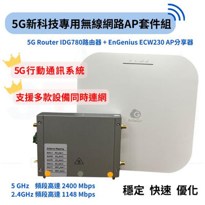 5G新科技專用無線網路AP套件組-5G Router IDG780路由器+EnGenius ECW230 AP分享器