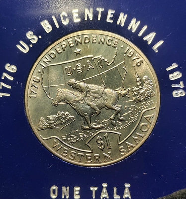 原盒美國獨立200周年紀念幣→薩摩亞1976年發行1塔拉銅鎳