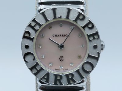 【發條盒子H0093】CHARRIOL 夏利豪 純銀925 粉白色貝殼面 石英女錶 經典首選