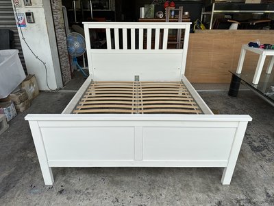 香榭二手家具*IKEA HEMNES白色雙人床框-附luröy床底板條-床架-雙人床-排骨床-床板-床組-床箱-床底