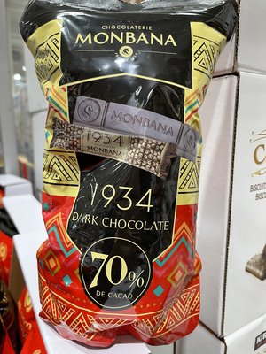 Monbana 1934 70% 迦納 黑巧克力條 640公克 640g 好市多 代購 COSTCO