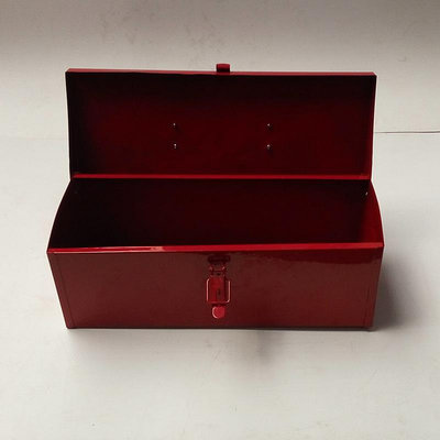 經濟型工具箱紅單層工具箱手提式鐵工具箱單柄式五金工具