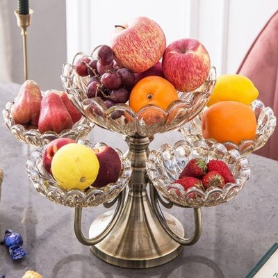 現貨熱銷-歐式美式水晶玻璃多格糖果盤家用客廳茶幾創意雙層水果盤干果盤~特價