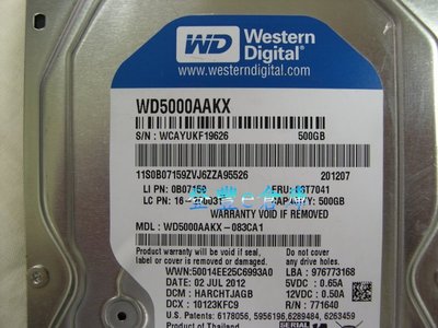 【登豐e倉庫】 YF177 WD5000AAKX-083CA1 500G SATA3 硬碟