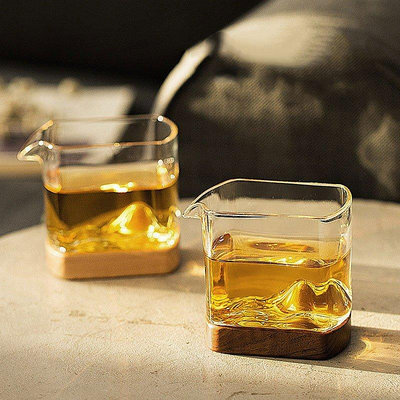 茶藝師 木笙加厚玻璃四方公道杯家用耐熱分茶器茶具配件透明茶海公杯茶道