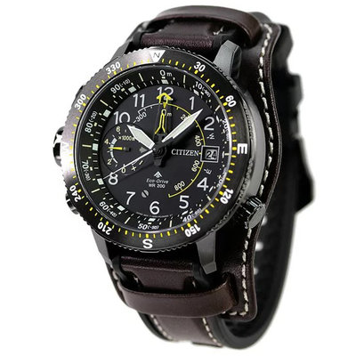 預購 CITIZEN BN4055-27E 星辰錶 46mm 鈦金屬 登山錶 光動能 黑面盤 深棕色皮錶帶 男錶女錶