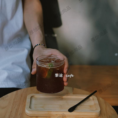 ins網紅玻璃杯豎條紋耐熱水杯高顏值咖啡牛奶杯果汁杯早餐果汁杯-Misaki精品