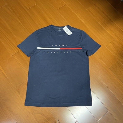 （Size 美版M) Tommy Hilfiger 海軍藍色短袖T恤上衣 (R1)