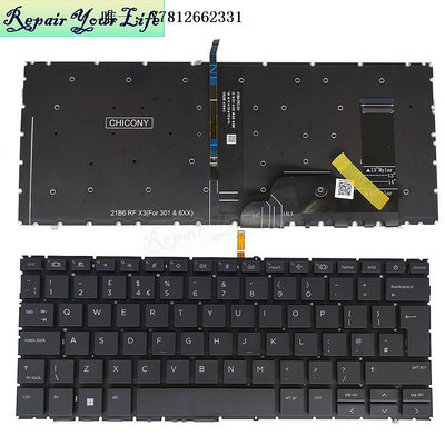 電腦零件全新原裝 適用于惠普HP 440 G9 筆記本鍵盤 UK 帶背光筆電配件