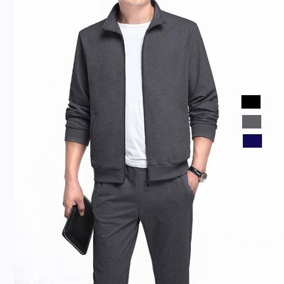 （尤衣庫）六色可選M-5XL韓版青年套裝 大尺碼套裝 夾克外套套裝 立領外套+休閒長褲 兩件式套裝 休閒運動套裝 中青年