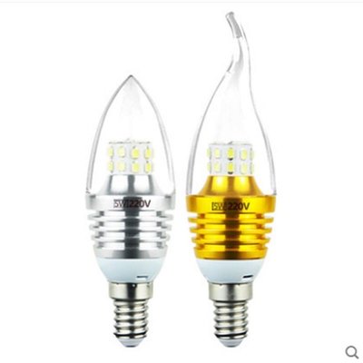 E12 LED 5W蠟燭燈泡水晶燈泡 尖清燈泡 尖泡/拉尾型 金底/銀底 E14尖泡可替代40W鎢絲尖泡LED燈泡