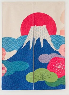 10567c 日本進口 好品質 限量品 日本神山富士山山景夕陽太陽門簾布簾遮擋簾子掛布牆壁上裝飾簾禮品