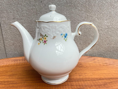 中古 noritake則武花卉浮雕茶壺 咖啡壺