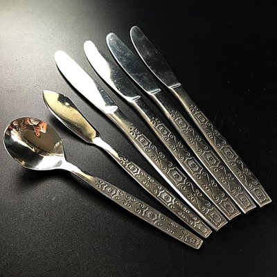 早期大同公司 不鏽鋼湯匙 西餐刀+湯匙+抹刀 6件