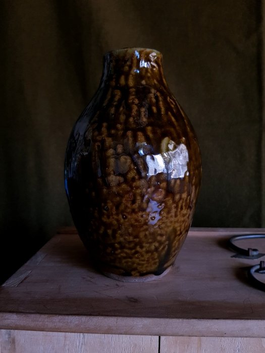 茶道具 流釉 花瓶 壺 飾り壺 在銘 / 花器 茶道具-