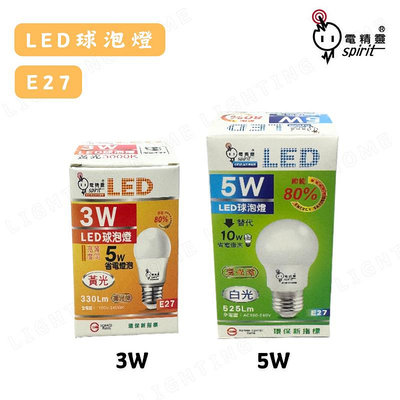 【燈之家】電精靈 LED 球泡 燈泡 E27 3W 5W 環保 節能 高光效