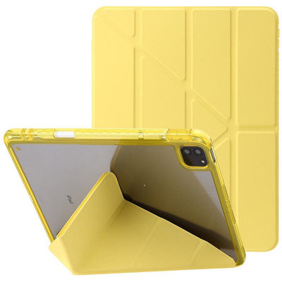 保護套 適用iPad Pro11 Air 5 4 10.2 10.5 9.7 Mini 變形 多折皮套 筆槽 亞克力 透
