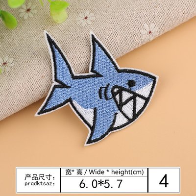 【皮卡布】Q7-4 鯊魚 布章 臂章布標 刺繡燙布貼 徽章 刺繡布貼 補丁 補破洞 熨燙布貼