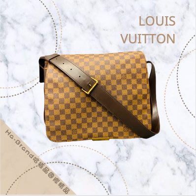 【哈極品】美品 《 Louis Vuitton LV 棋盤格拼皮革 王建民斜背包/公事包/肩背包/書包》