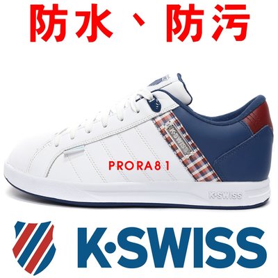 鞋大王K-SWISS 06100-175 白×藍 皮質休閒運動鞋＃防水、防污＃免運費＃920K