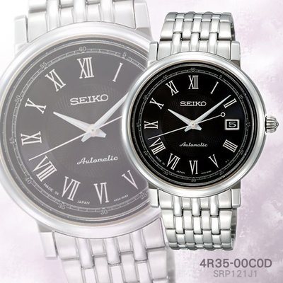 SEIKO Mechanical 4R35 經典羅馬日期機械腕錶(黑/40mm) 4R35-00C0D