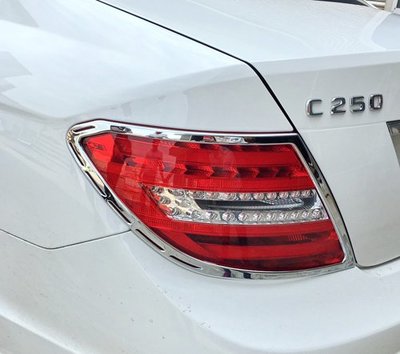 圓夢工廠 Benz 2011~14 兩門 C204 C180 C250 C350 C63 改裝 鍍鉻銀車燈框飾貼 後燈框