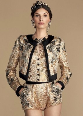Dolce &amp; Gabbana 走秀款 巴洛克手工水鑽外套 D&amp;G 套裝 34 36