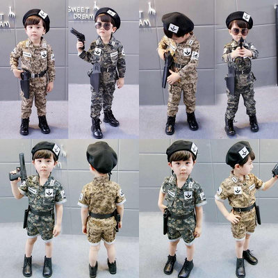 【小點點】兒童服飾 軍訓服裝 軍裝 兒童迷彩服套裝 男童特種兵軍服 幼兒園寶寶短袖表演服 女童裝軍裝