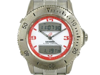 [專業] 雙顯錶 [LICORNE L572] 力抗錶(獨角獸) 圓形時尚錶[白面+液晶] 石英表