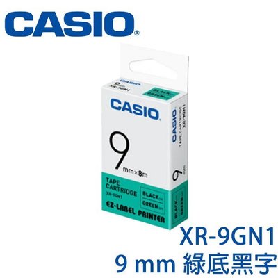 【MR3C】含稅附發票 CASIO卡西歐 9mm XR-9GN1 綠底黑字 原廠標籤機色帶