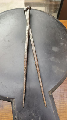 日本回流鐵火箸火筷子滿工老物件尺寸23CM