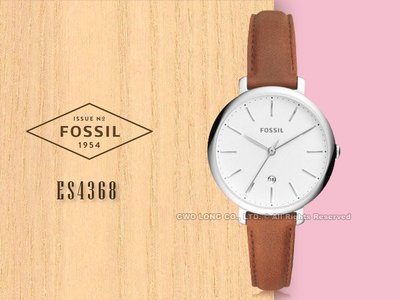 FOSSIL 手錶專賣店 國隆 ES4368 文青指針女錶 皮革錶帶 白色錶面 日期顯示 全新品 保固一年 開發票